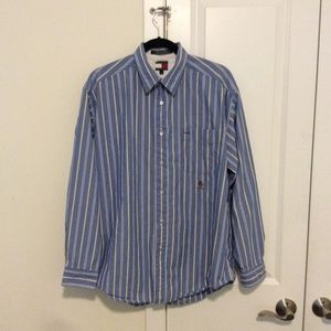*Tommy* Hilfiger* Casual* Button* Down* Shirt* L *